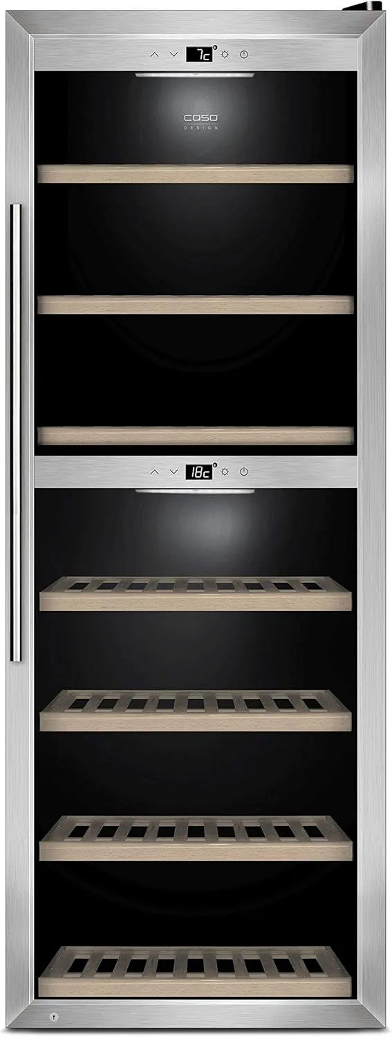 Caso, Chladničky na víno a sekt, WineComfort 126 Design Víno Lednička pro až 126 lahví (do výšky 310 mm), dvě, Černá, 126 l, 310 mm, 31 cm