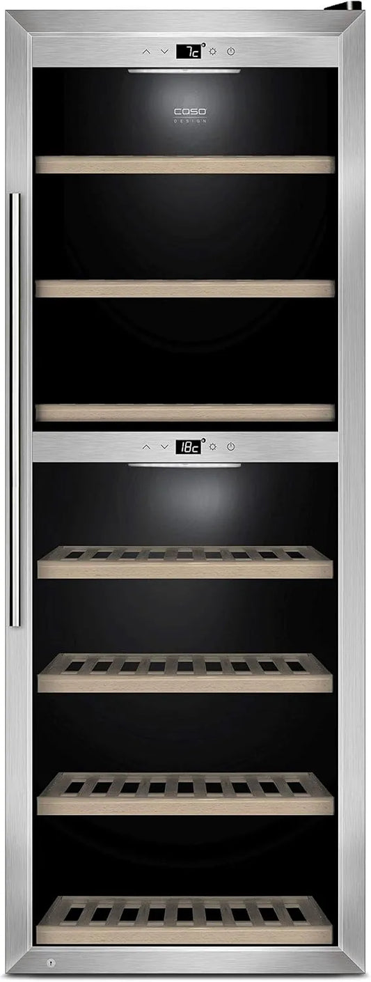 Caso, Chladničky na víno a sekt, WineComfort 126 Design Víno Lednička pro až 126 lahví (do výšky 310 mm), dvě, Černá, 126 l, 310 mm, 31 cm