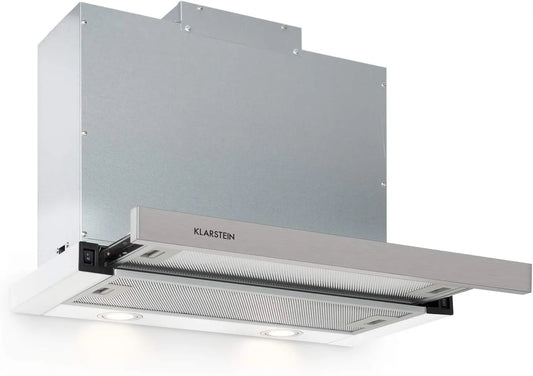 Klarstein, Podstavné digestoře, Mariana - Plochá obrazovka, EEK C, recirkulace vzduchu a výfukový vzduch, LED, Bílá, 60cm, 2 L, 150 w, 2 x 0