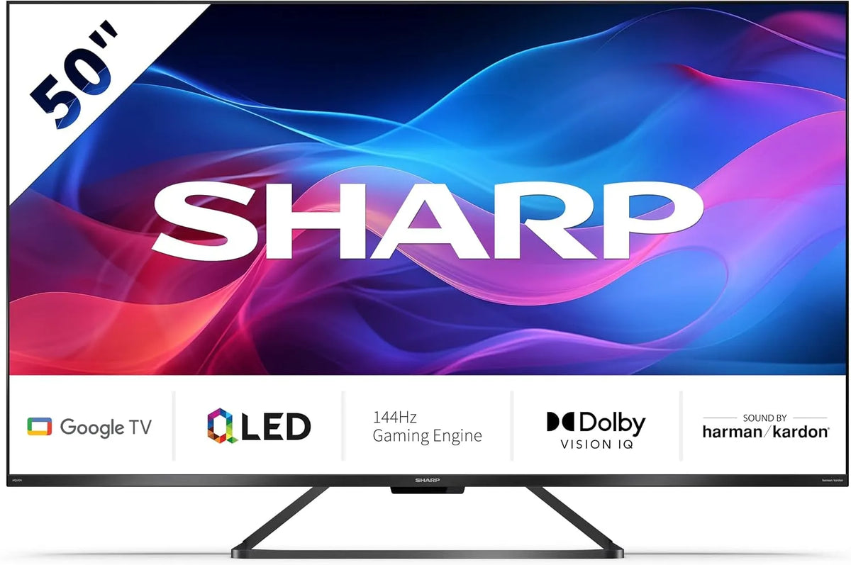 SHARP 50GR8265E, Televizory, 50 palcová TV (126 cm) 4K Ultra HD 144Hz Google TV - Gaming & Streaming QLED, Černá, 50G, 126 cm, 4K, 144Hz