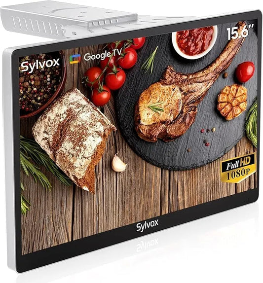 SYLVOX 1080P, Přenosné televizory, 15.6 palců kuchyně TV - Mini Smart Google TV, Full HD, Černá, 16W, 2 G, 4V