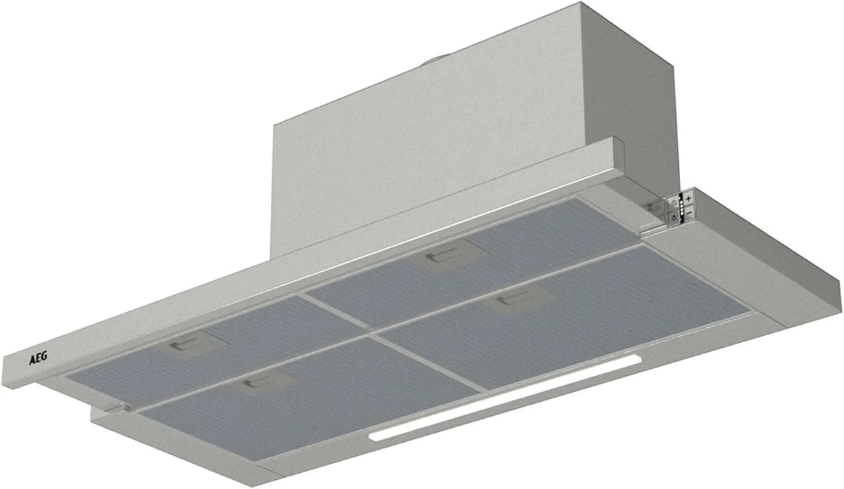 AEG DPE5960M, Nástěnné digestoře, 90cm plochá obrazovka, 90 cm široká, 3 úrovně výkonu + 1 intenzivní úroveň A, Černá, 90cm, 4 V