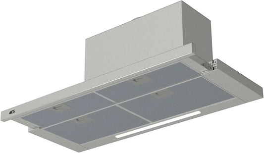 AEG DPE5960M, Nástěnné digestoře, 90cm plochá obrazovka, 90 cm široká, 3 úrovně výkonu + 1 intenzivní úroveň A, Černá, 90cm, 4 V