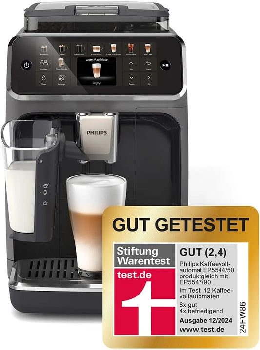 PHILIPS, Plně automatické kávovary, 5500 řady kávovar, LatteGo, tmavě šedá, Černá / stříbrná, 4V, 5L