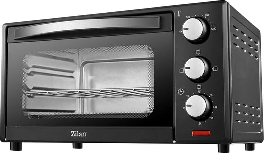 Zilan, Mini trouby, elektrická trouba - dvojitá ochrana před sklem - 15 litrů, Černá / stříbrná, 15 l