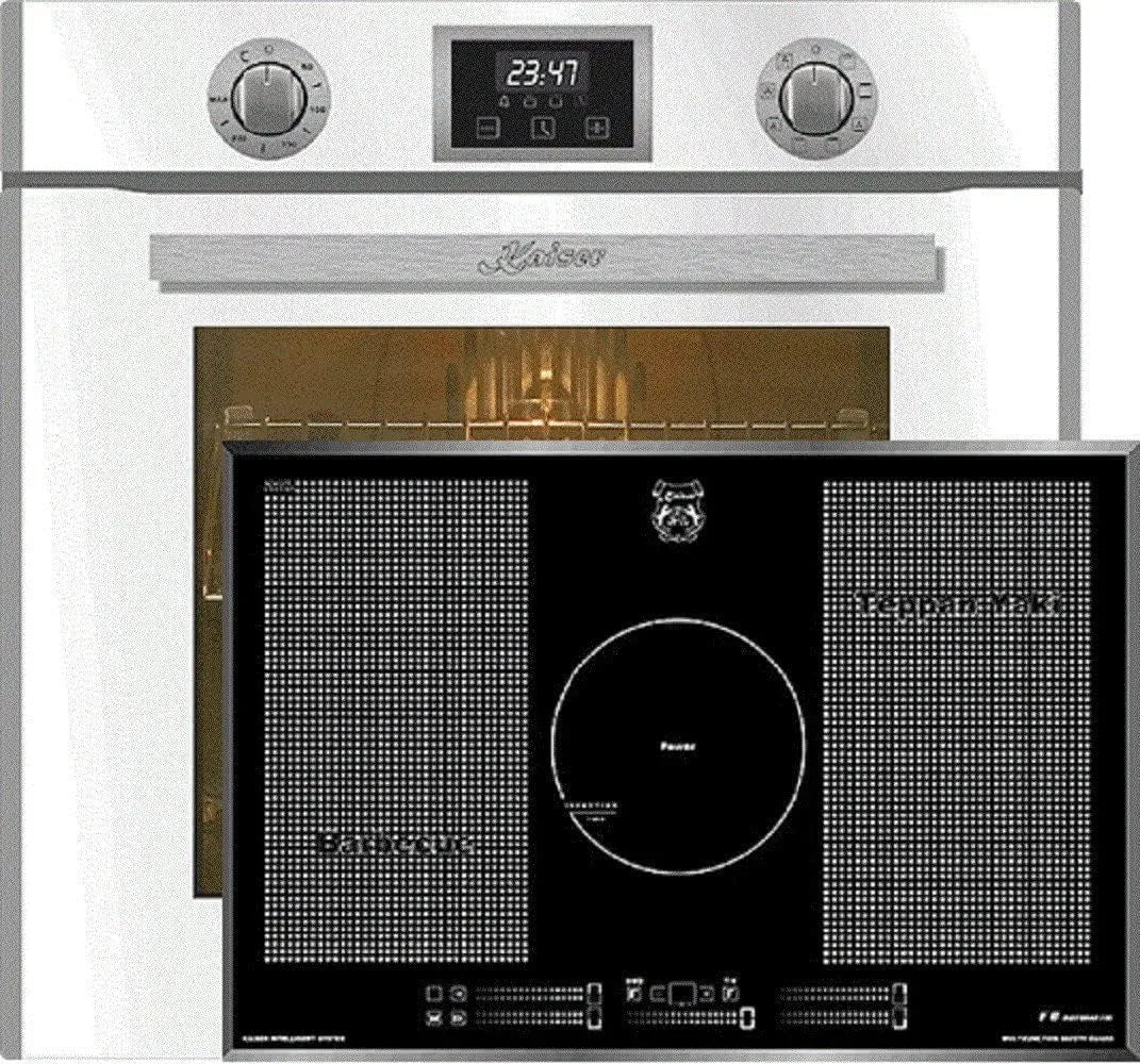 Kaiser, Trouby, Sada kuchyňských spotřebičů, EH 6326 W + KCT 777 FI La Perle, vestavěná, Černá, 6326 W, 79L, 77 cm, 60cm