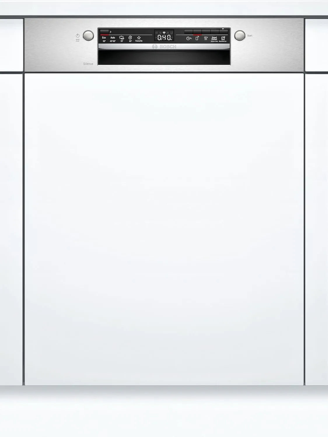Bosch kWh/100 SMI2ITS33E, Myčky nádobí, 60 cm, Series 2 myčky nádobí částečně integrované / E / 60 cm / nerezová ocel / 92 kWh /, Stříbrná