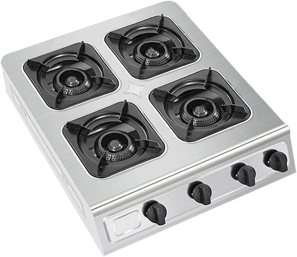 Generisch 4-Loch-Gastronomie-Brenner, Robustní plynový sporák - 4jamkový gastronomický hořák pro venkovní použití s, Černá, 570 mm, 470 mm