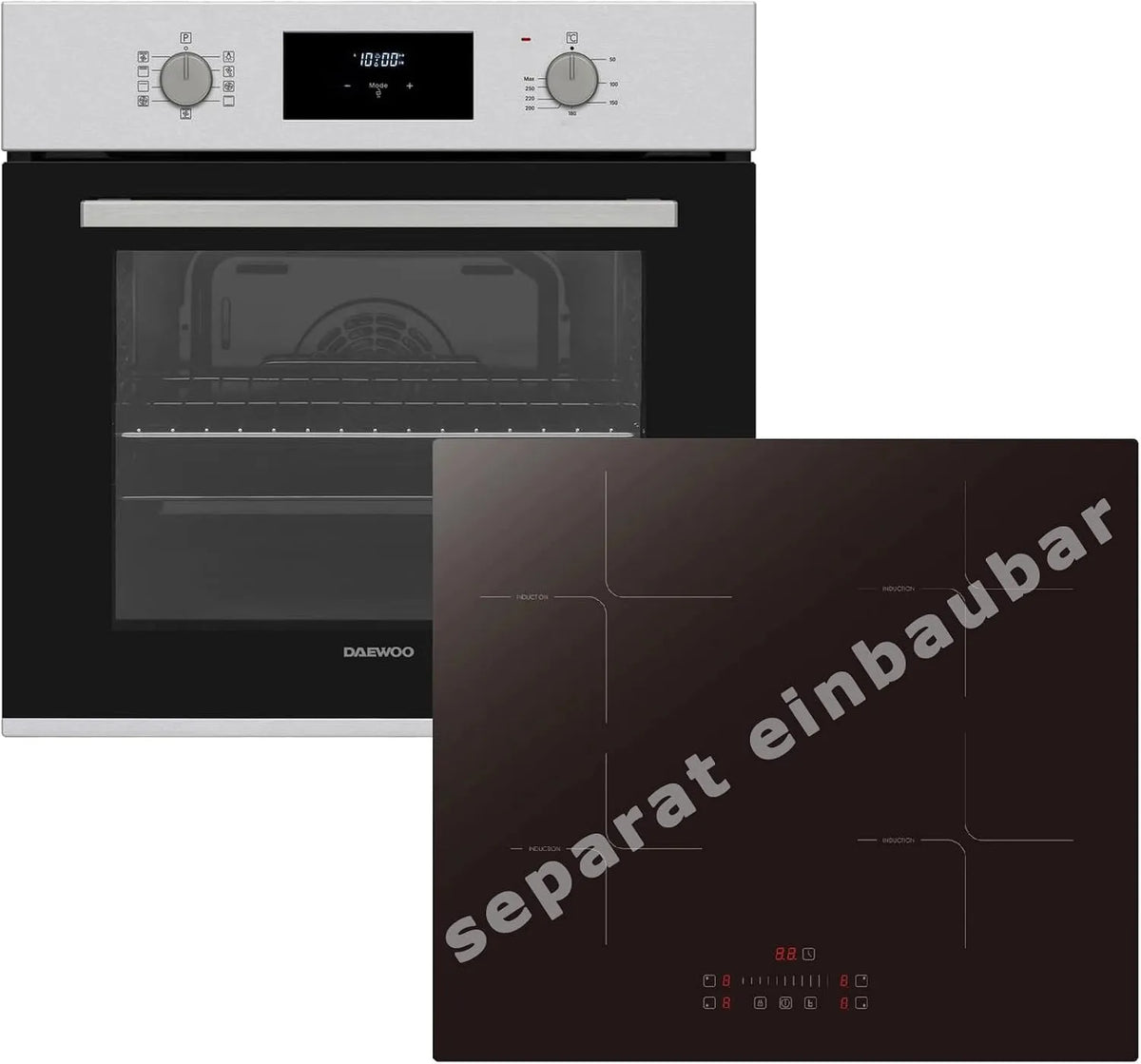 Daewoo, Sety sporáku a trouby, Staveb- in sporák set 69L horký vzduch cirkulující vzduch 60cm self-dostatečné, Černá, 69L, 60cm, 0, 87 kW