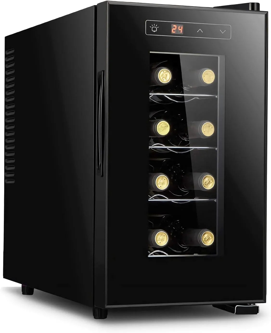 Generic, Chladič na 8 lahví, lednička na volně stojící víno s digitálním ovládáním a, Černá, 8 l, 23l, 240V, 50Hz