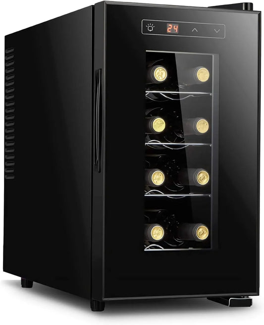 Generic, Chladič na 8 lahví, lednička na volně stojící víno s digitálním ovládáním a, Černá, 8 l, 23l, 240V, 50Hz
