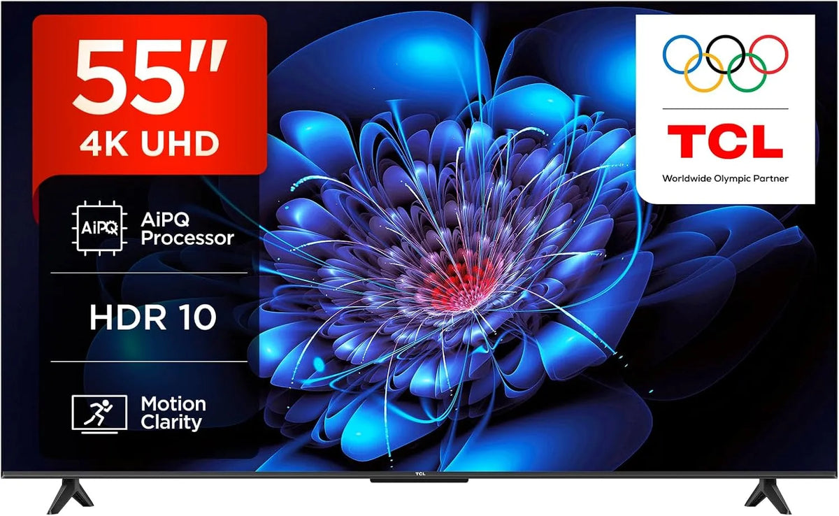 TCL 55P6K, Televizory, LED TV Direct 55 palců, 4K HDR TV, Smart TV s technologií Google TV (Dolby Audio, Černá, 4K