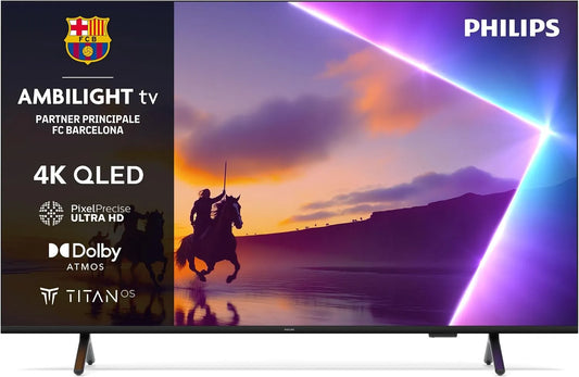 PHILIPS 43PUS8510, Televizory, Ambilight 4K QLED Smart TV displej 43 palců s platformou Titan OS, Pixel Precise, Černá, 4K, QLED, OLED