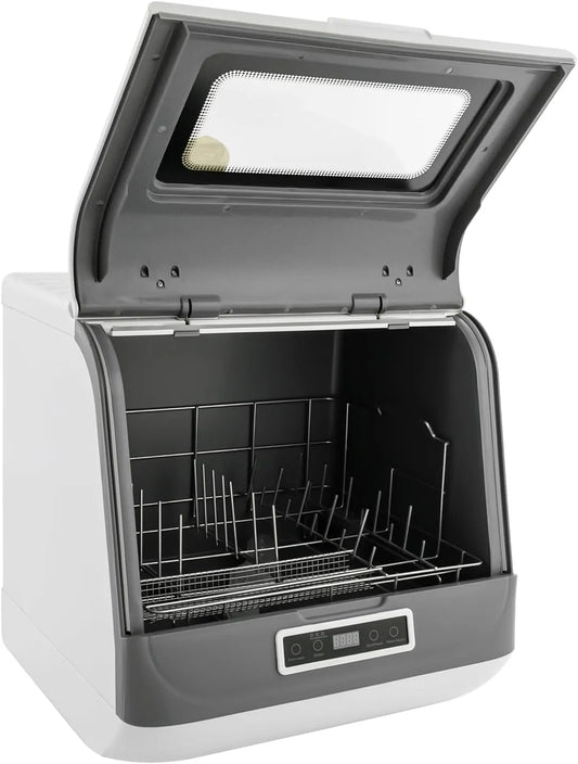 Coniaio, Stolní myčky nádobí, Mini myčka nádobí s ovládáním dotyku a 5L vodní nádrž, stolní myčka s vodním, Bílá, 5L, 220V, 800W, 50 Hz