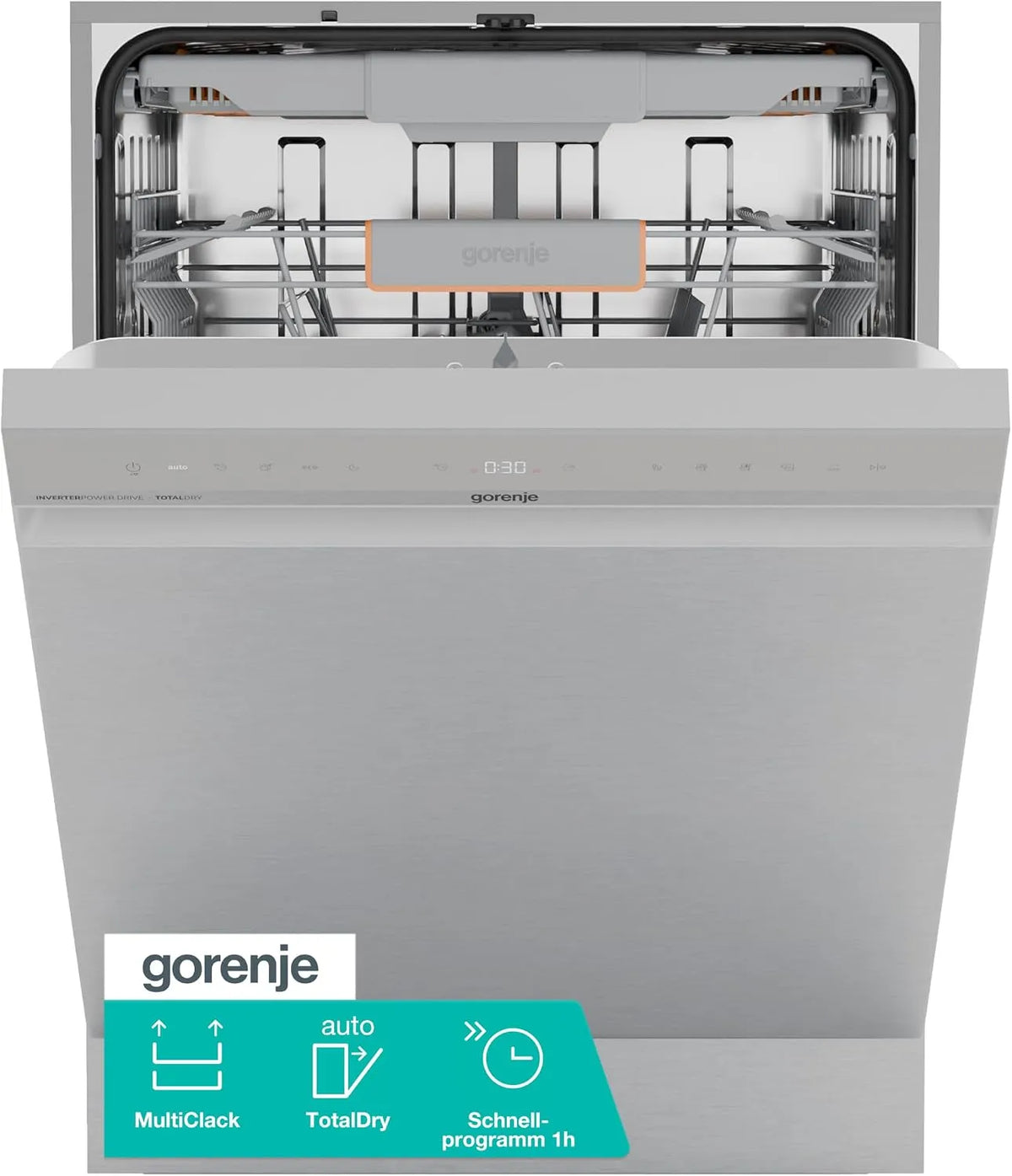 Gorenje GU663B90X 15min, Myčky nádobí, 60 cm, Built- in myčka / substructure / 60 width / 16 ušité stropy / 8 programů / rychlý, Stříbrná, 60 w