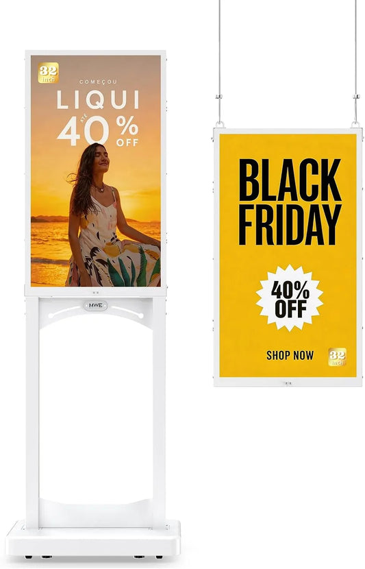 MWE 1000nit, Monitory, Digital Zákaznický stopper s Rolls, 32 palců 2K Digital Billboard, Digital, Černá