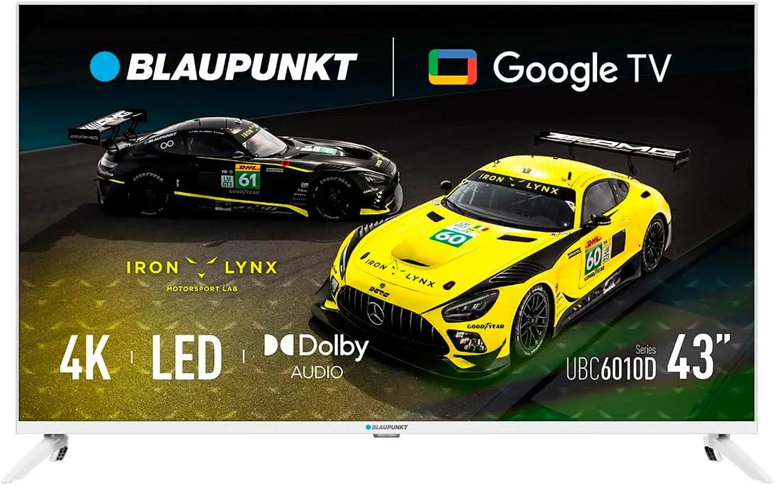 BLAUPUNKT 43UBG6010S, Televizory, Modrý bod 4K Smart TV, 108 cm (43 palců), Google TV, LED LCD, HDR, Bluetooth, Bílá, 4K, 108 cm, 3840 x 2160