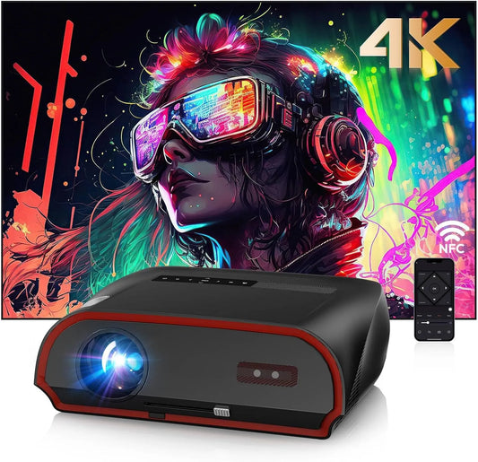 CWEUG, Projektory, 1800 ANSI Daylight 4K Domácí kino Beamer pro interiéry, s WLAN 6 & Bluetooth, Černá, 4K, 2, 4 G, 5 G, 3.5 mm