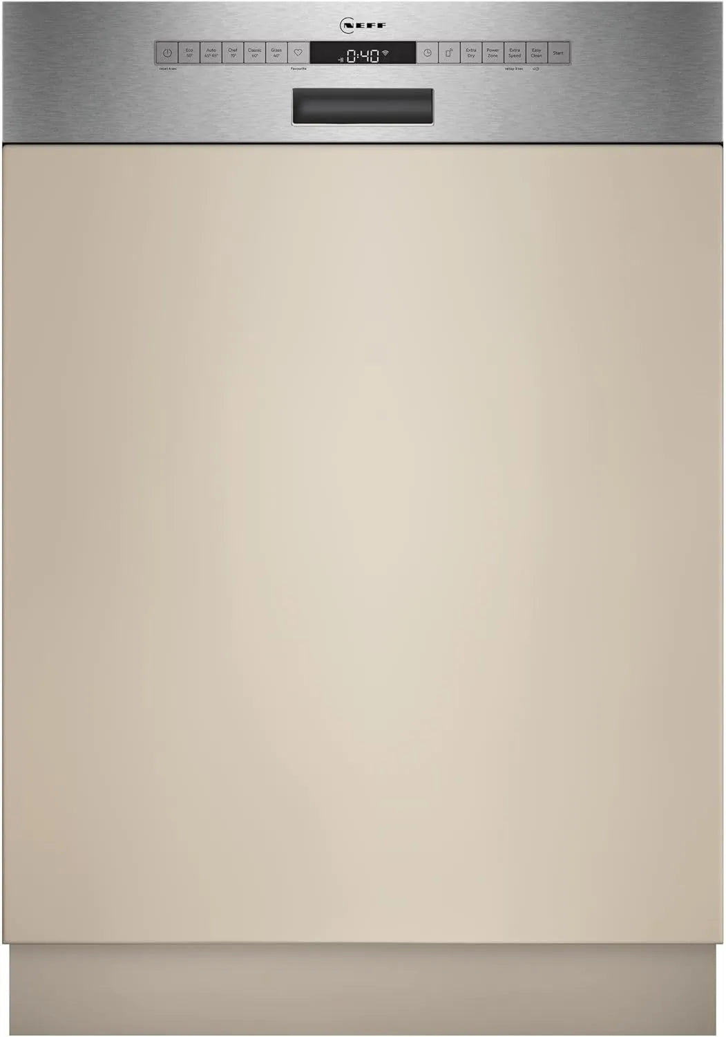 Neff 1-Korbsystem S145HCS03E, Myčky nádobí, 60 cm, NFF N 50 myčky nádobí Semi- integrované 60 cm, Made in Germany, Flex 1 košíkový, Stříbrná