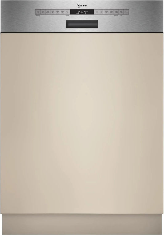 Neff 1-Korbsystem S145HCS03E, Myčky nádobí, 60 cm, NFF N 50 myčky nádobí Semi- integrované 60 cm, Made in Germany, Flex 1 košíkový, Stříbrná