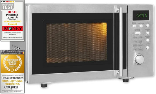 Exquisit, Teplovodní mikrovlnná trouba, Vynikající podstavba mikrovlnná trouba s grilem - 800 W, 20 L, Inox, Stříbrná, 800 W, 1000W