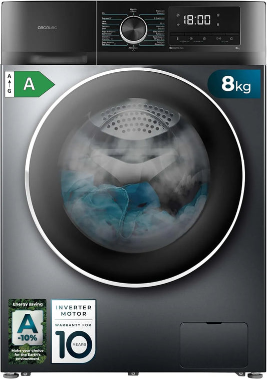 Cecotec, Pračky, Pračka 8 kg Bolero DressCode 8500 Inverter Steel A, Bílá, 8 kg