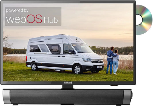 Gelhard 230Volt DVB-S2/C/T2, Televizory, GTV1956 + Soundbar LED Smart TV s DVD a Bluetooth DVB-S2 / C / T2 pro 12V a 230V, Černá, 230V, 2 G, 12V