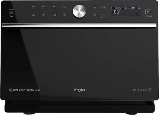 Whirlpool, Mikrovlny s ovesným a grilem, MWSC 9133 SB Nejvyšší kuchař Combi mikrovlnná trouba s grilem + pára, 33 l, Černá / stříbrná, 18 v
