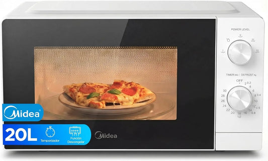 Midea, Samostatné mikrovlnné trouby, d mikrovlnná trouba 20 litrů a 700 W výkon, Černá / stříbrná, 20 l, 700 W, 43, 4 cm, 24, 1 cm