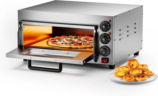 Wiltec, Pece na pizzu, Pizza-pečení trouba 2000W s Cordierite kámen pro pizzu jako z kamenné trouby, Černá / stříbrná, 2000W