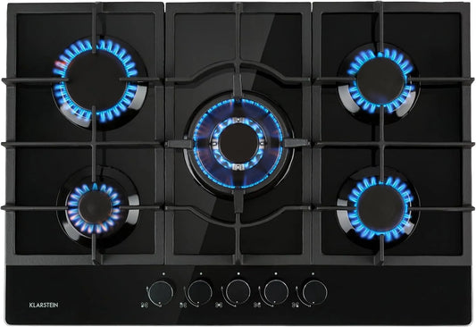 Klarstein, Varné desky, Plynový sporák, Plyn Kochfeld 5 plamenů, vestavěný plynový sporák pro domácí a, Stříbrná, 11100 W, 11, 1 kW, 3, 6 kW