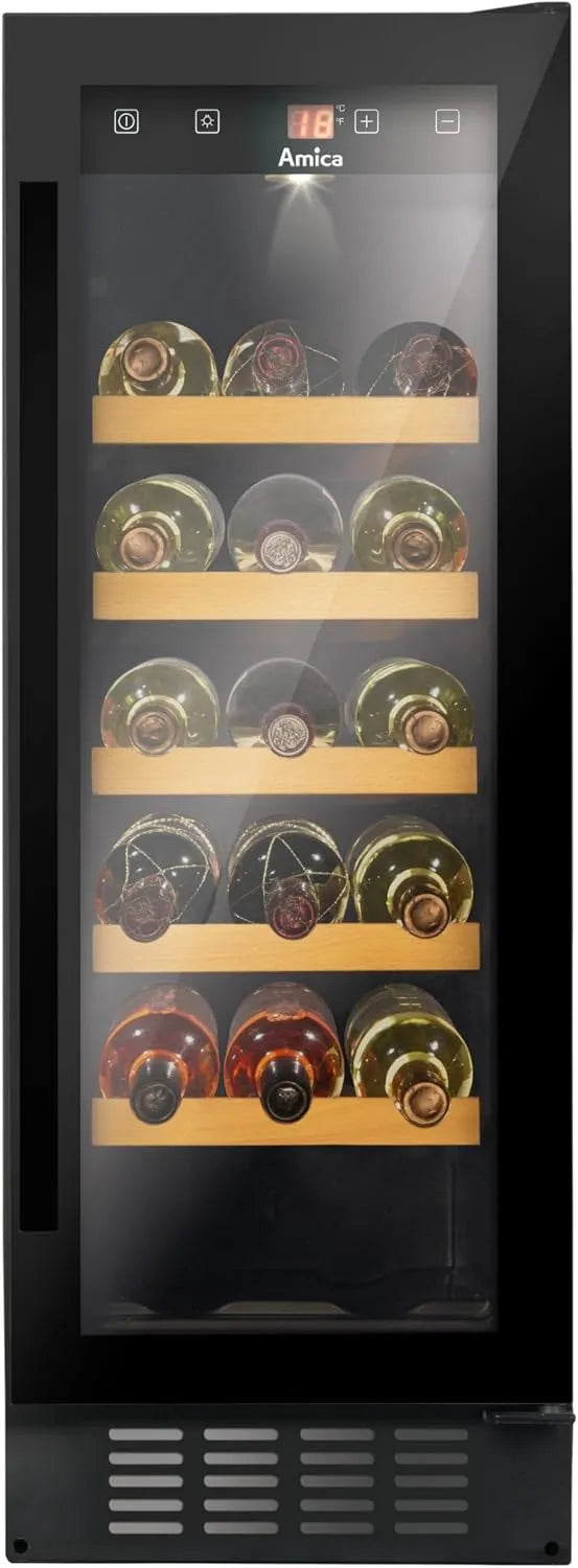Amica, Barové chladničky, vína lednice volnoběh 20 láhev kapacita kompresor technologie VinoOptima systém, Černá, 20 l, 0, 75 l, 82 × 29