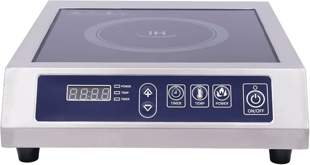 Qurib, Varné desky, Indukční plotýnka 3500W 60-300 ° C 11 kroků 24h časovač s mikrokrystalovým sklem, Stříbrná, 3500W, 75 KG, 23 cm, 30 cm