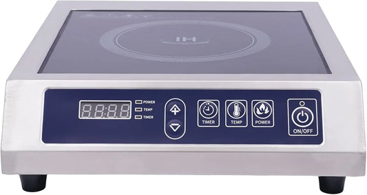 Qurib, Varné desky, Indukční plotýnka 3500W 60-300 ° C 11 kroků 24h časovač s mikrokrystalovým sklem, Stříbrná, 3500W, 75 KG, 23 cm, 30 cm