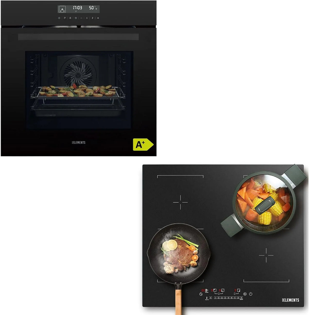 KB ELEMENTS, Sety sporáku a trouby, Sada na pecí, Černá, 73L, 65L, 4 V, 7400W