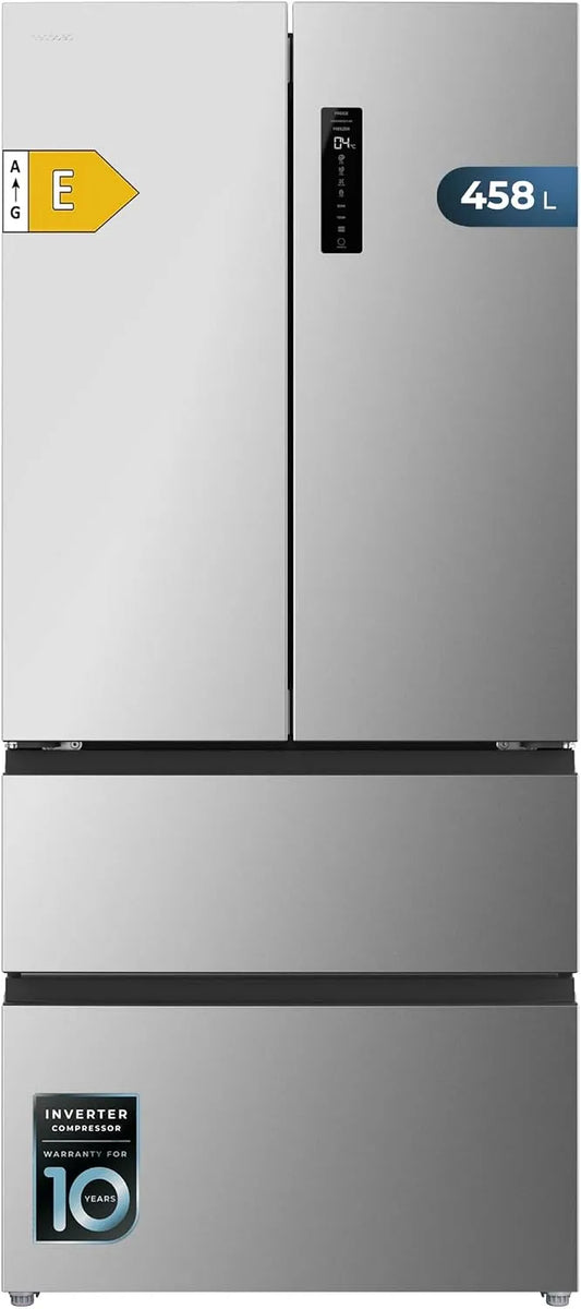 Cecotec, Kombinované chladničky s mrazákem, Chladnička pro francouzské dveře, 4 dveře, semiintegrovaný, Celkem No Frost, Stříbrná, 458 l, 189 cm