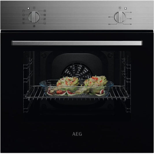 AEG NBU5A10CM, Trouby, Surround Cook ® pečení trouba nerezová ocel, Stříbrná, 10CM, 65 l, 25 W, 598 x 594 x 560 mm