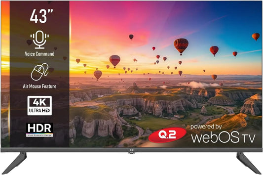 Q.2, Televizory, 43 palcová TV 4K UHD 3840x2160, Černá, 4K, 3840x2160