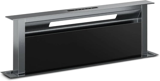 Klarstein, Nástěnné digestoře, Verosteel Downdraw rozsah kapoty 90 cm - A + + Třída energie, 906.2 m3 / h Boost, Černá / stříbrná, 90 cm, 69, 4 dB