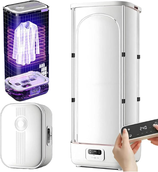 ZyKnaurral, Cestovní stanice pro žehlení páry, Přenosný parní sušič smart machine 900W Automatický žehlicí stroj, sušička, Bílá, 900W, 150 cm