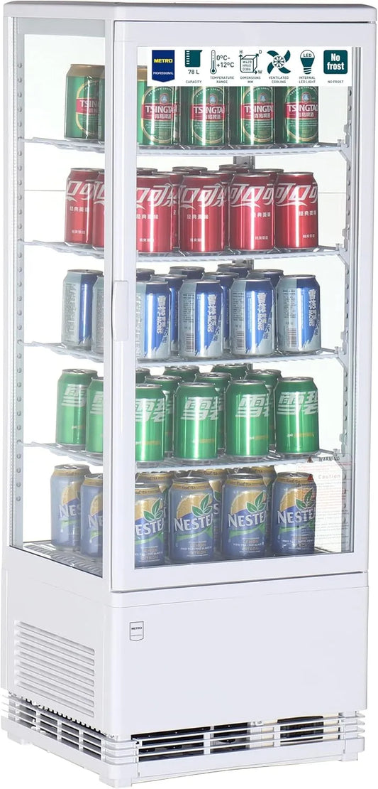 METRO Professional GGC2098, Chladicí vitríny, Panorama Chladnička, 42, 8 x 38, 6 x 111 cm, 98 L, 4 nastavitelné podlahy, LED, Bílá