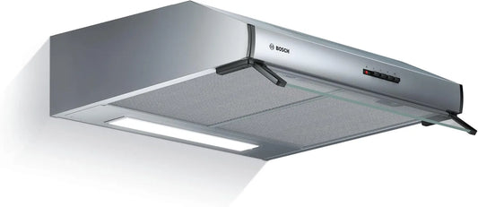 Bosch DUL63CC50, Podstavné digestoře, řady 4, podstavba kapota, 60 cm široký, recirkulace vzduchu a výfukové plyny, LED, Stříbrná, 60 cm, 72 dB