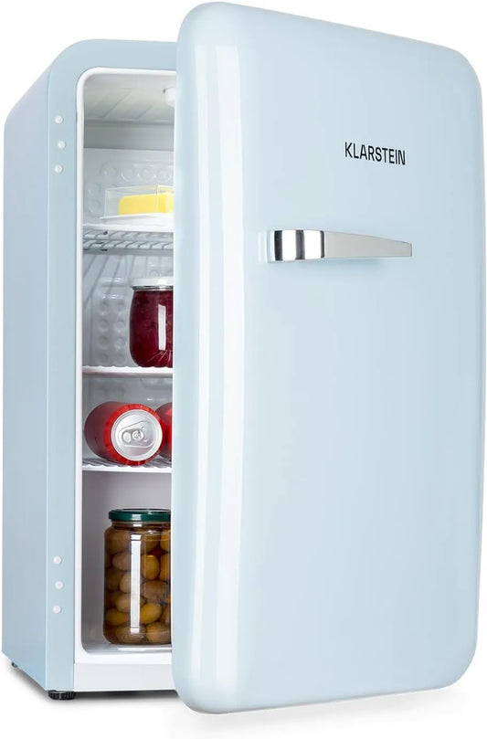 Klarstein, Minichladničky, Clearstone Audrey Mini - malá lednička, kompaktní mini bar, volné vysouvání, Modrá, 70 l