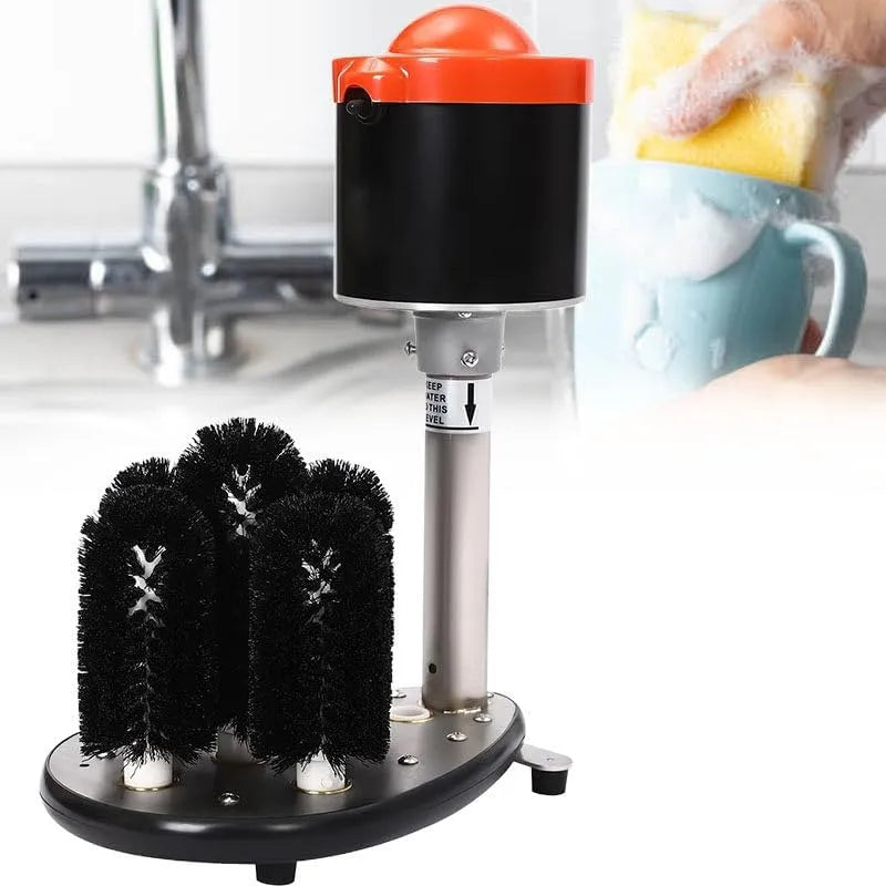 YXYLJOZ, Myčky skla, Komerční elektrická myčka na sklo s 5 hrnčířovými kartáči - čistý měděný prut pro, Průhledná, 6 x 21, 4 cm, 7 cm, 10 cm