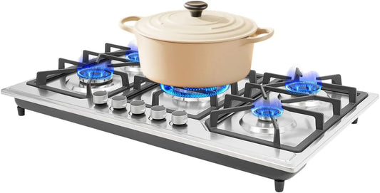 Loohacp 5-Flammig, Varné desky, Plynové sporáky, plynové sporáky s 5 hořáky, vestavěné plynové plotýnky, 5, Černá, 1kw, 1.35mm, 1.15mm, 0.97mm