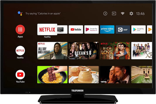 TELEFUNKEN XH24AN550MV, Přenosné televizory, TV 24- palcový Android Smart TV HD-Ready Camping, Černá, 10 v, 12V, 60 cm, 1366 x 768