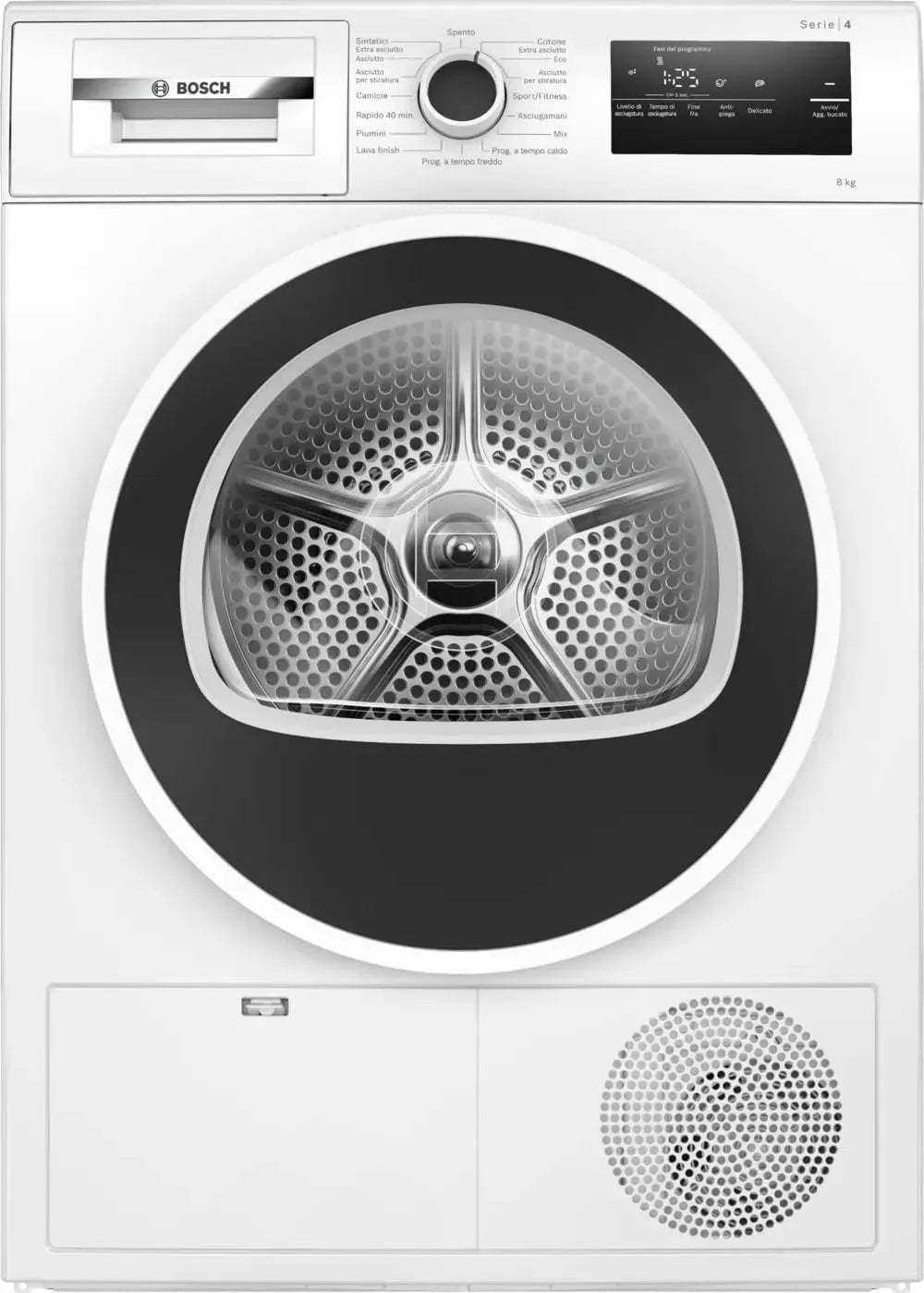 Bosch WTH85208II, Sušičky s tepelným čerpadlem, Asciugabiancheria libera installazione, Černá, 8 kg, 8, 0 kg, 65 dB, 145 cm