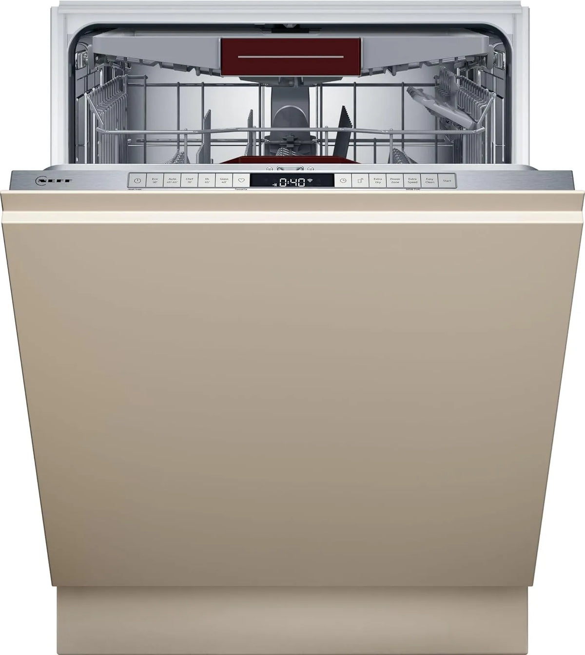Neff S155ECX01E, Myčky nádobí, 60 cm, N 50, Plně integrovaná myčka, zásuvka příborů, Vyrobeno v Německu, Stříbrná, 42 dB