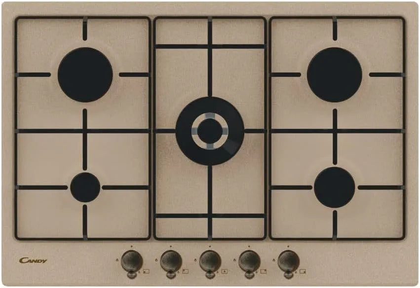 CANDY CHW7AV4WGT, Varné desky, Classic Gas Cooktop s 5 hořáky, nerezovou ocel, dvojitou korunou a smaltovaným, Stříbrná, 5 x 51 x 3, 5 cm, 4W