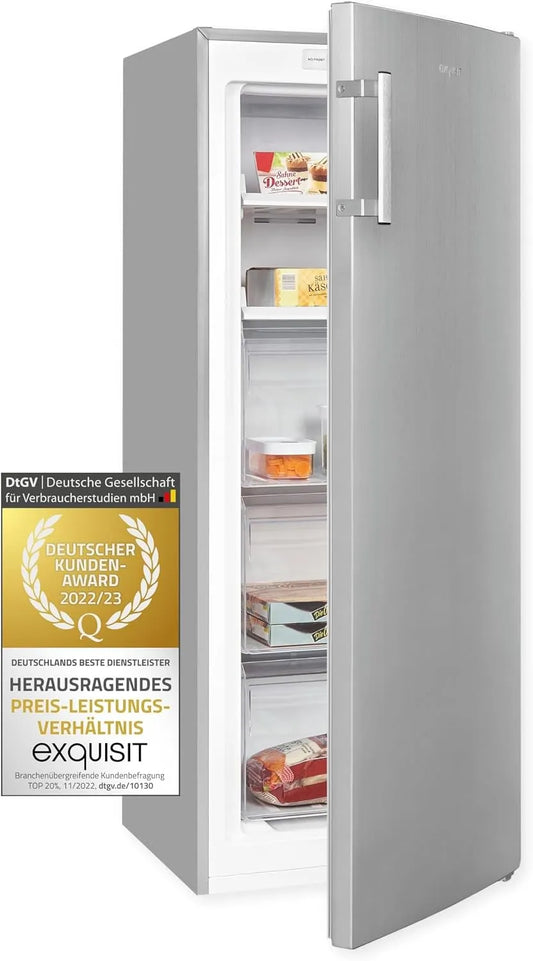 Exquisit GS231-NF-H-040C, Mrazničky, Extenzivní mrazák NoFrost 161 L Inox, Stříbrná, 161 L